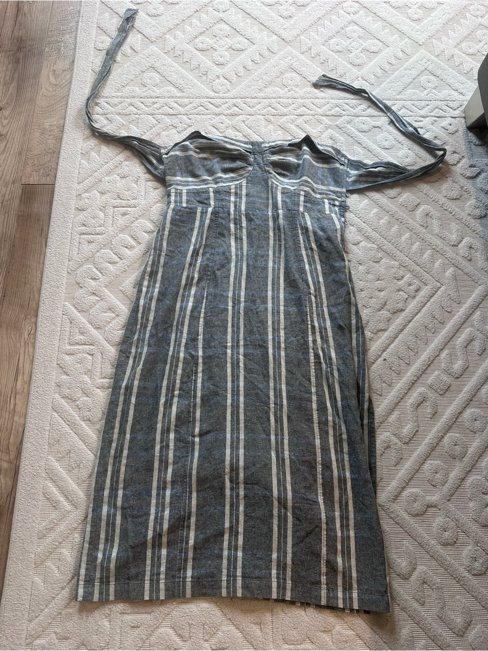 Free People Striped Blue Strapless/ tie back Midi dress Lightweight Summer Style
